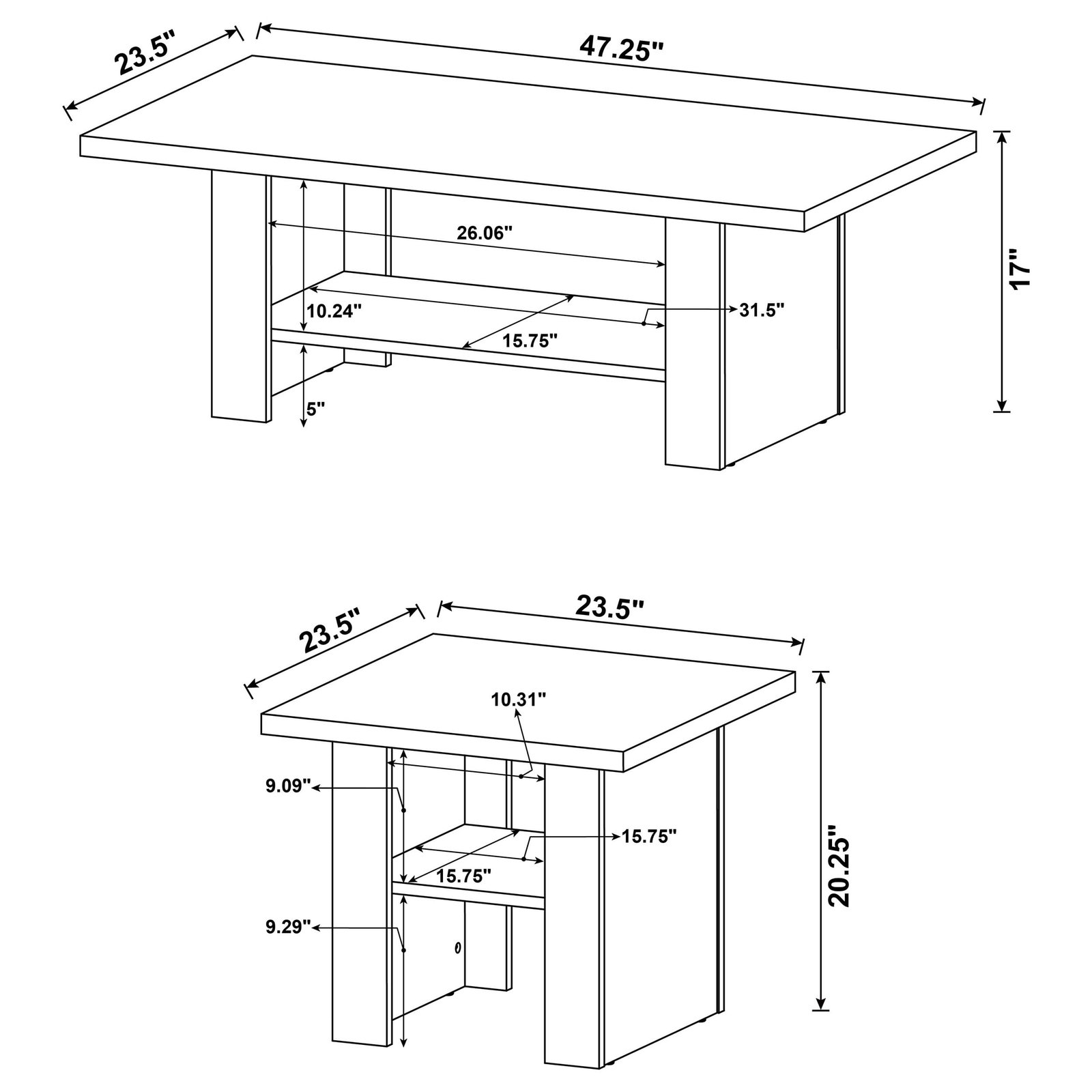 Rodez 3-piece Engineered Wood Coffee Table Set Black Oak - Image 4