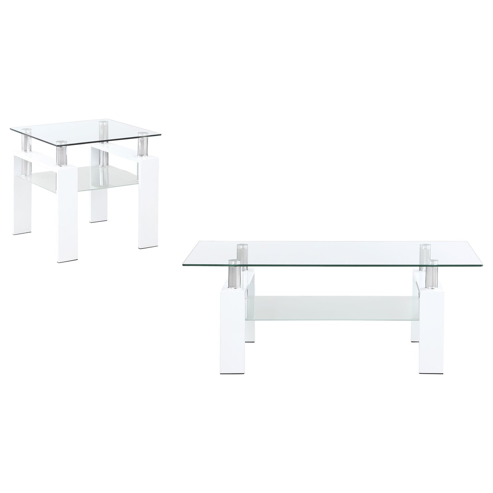 Dyer 2-piece Rectangular Coffee and End Table Set White - Image 5