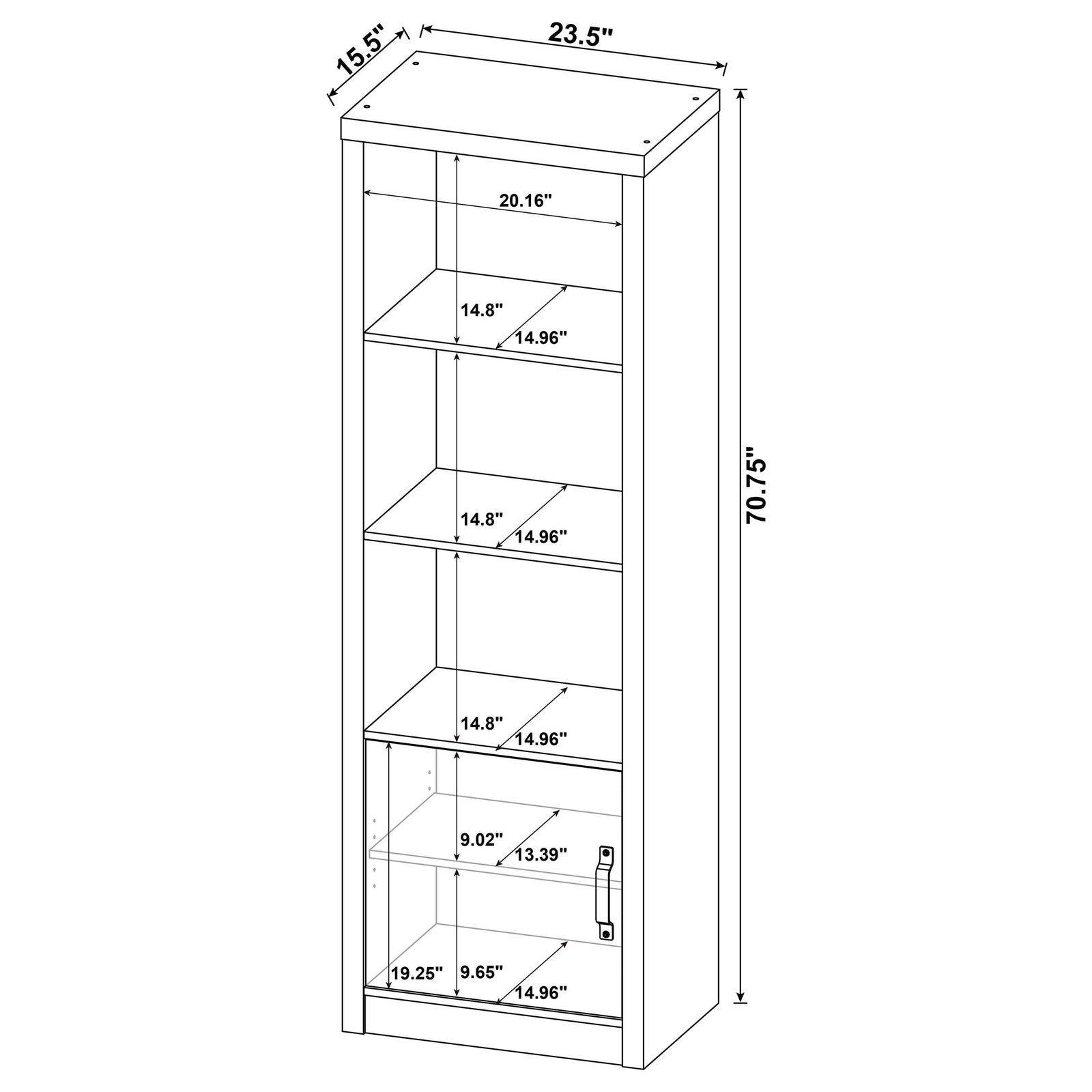 Burke 3-shelf Engineered Wood Media Tower Grey Driftwood - Image 4
