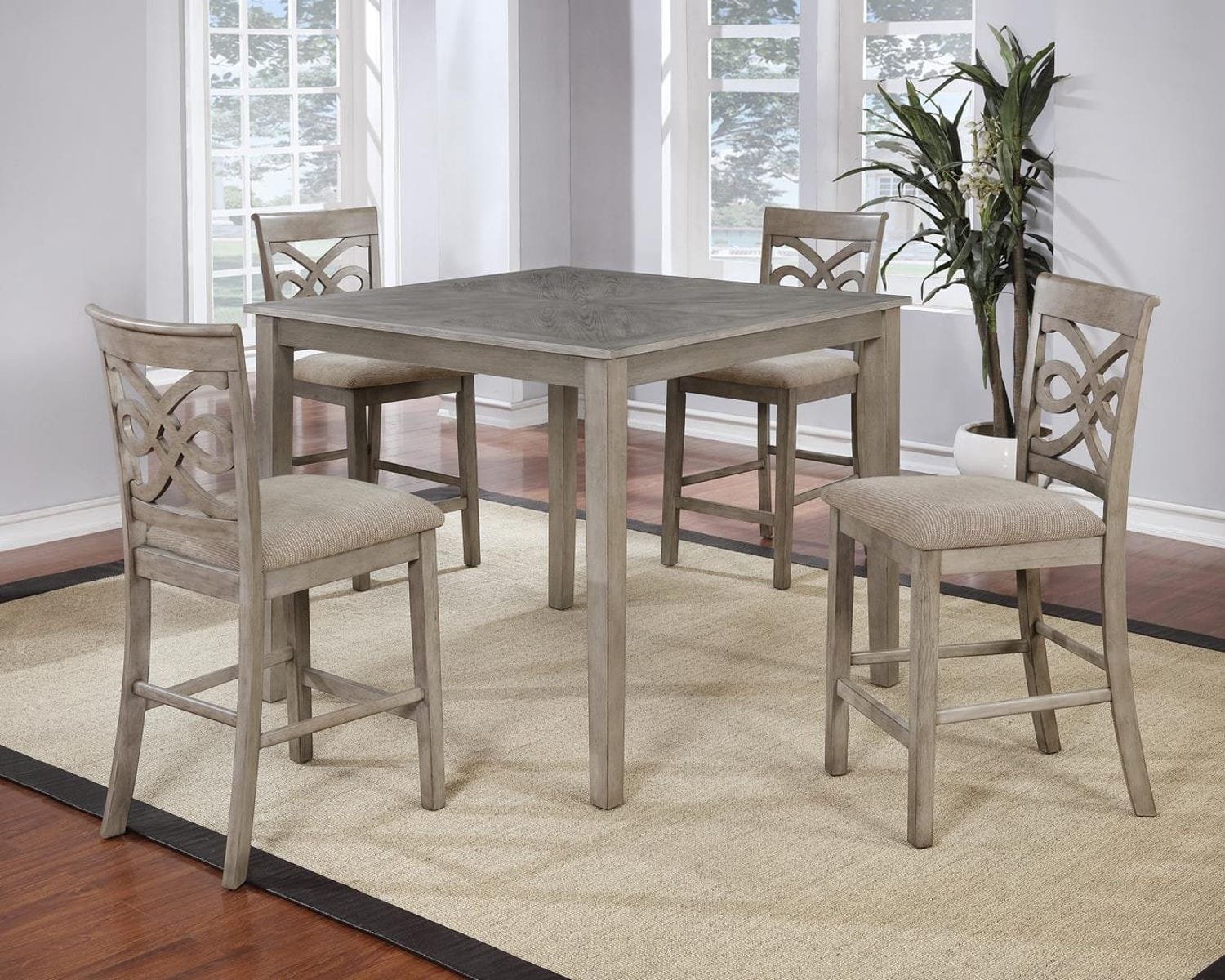 Bradford – 5 Piece Wooden Pub Set Grey - Image 2