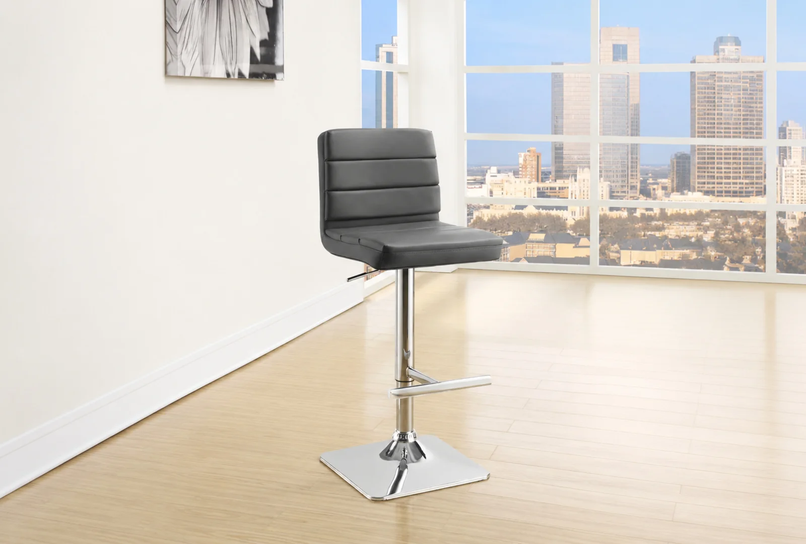 Bianca Upholstered Adjustable Bar Stool Grey (Set of 2)