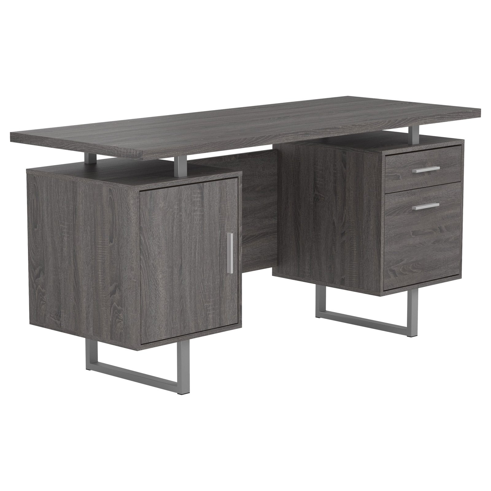 Lawtey 60-inch 2-drawer Office Computer Desk Grey - Image 2