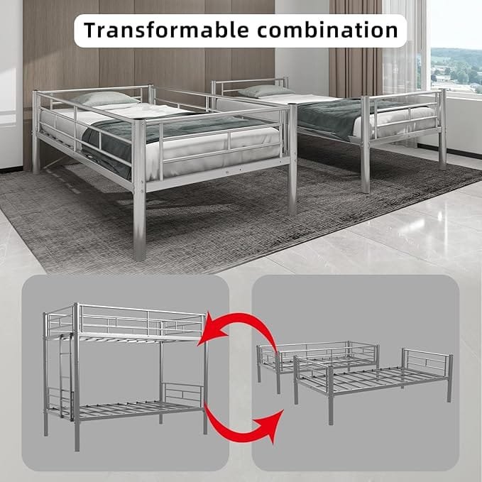 Dos Hermanos Metal Bunk Bed Color Silver & Black - Image 3