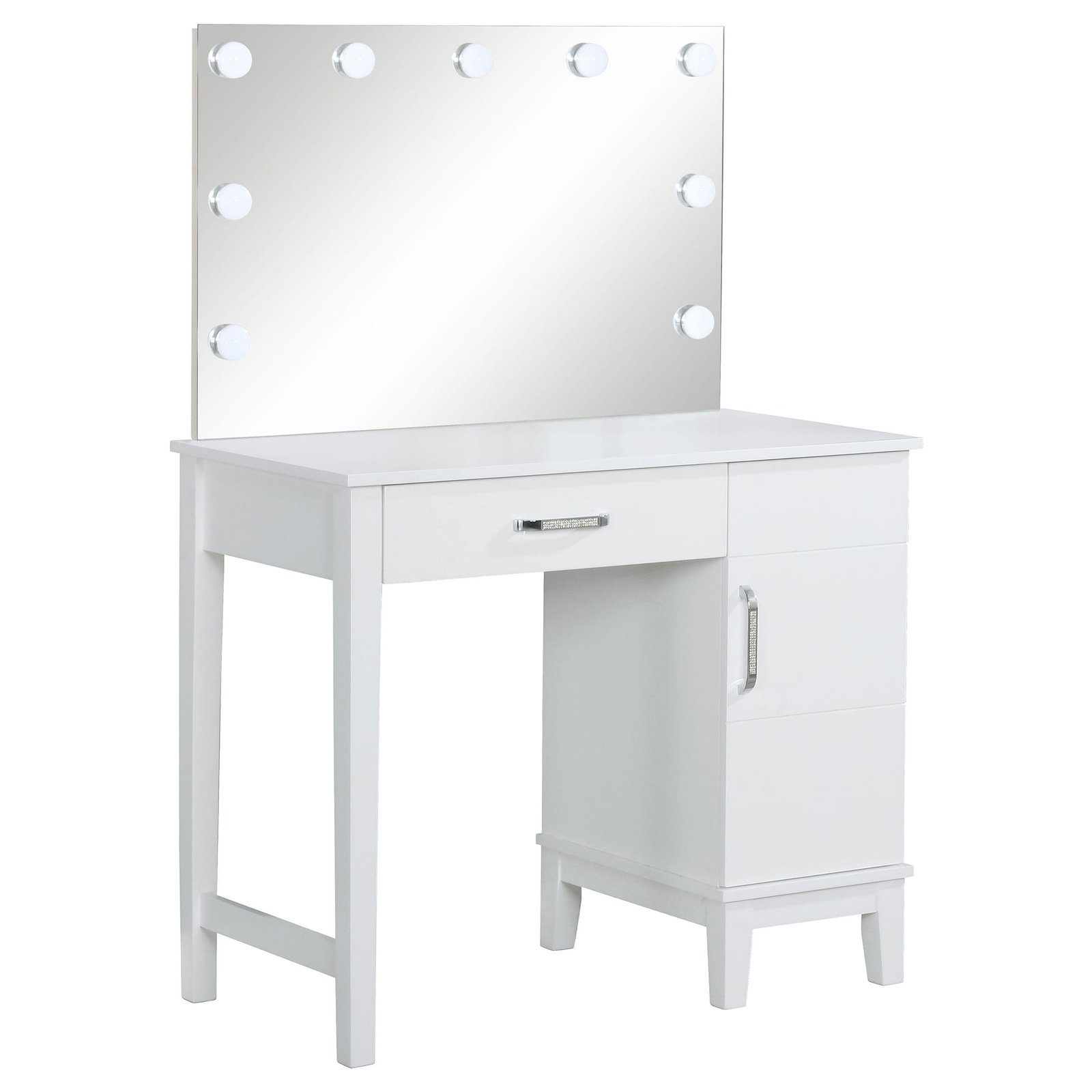 Eliza Vanity Set with Lighting & Stool White and Chrome - Image 5
