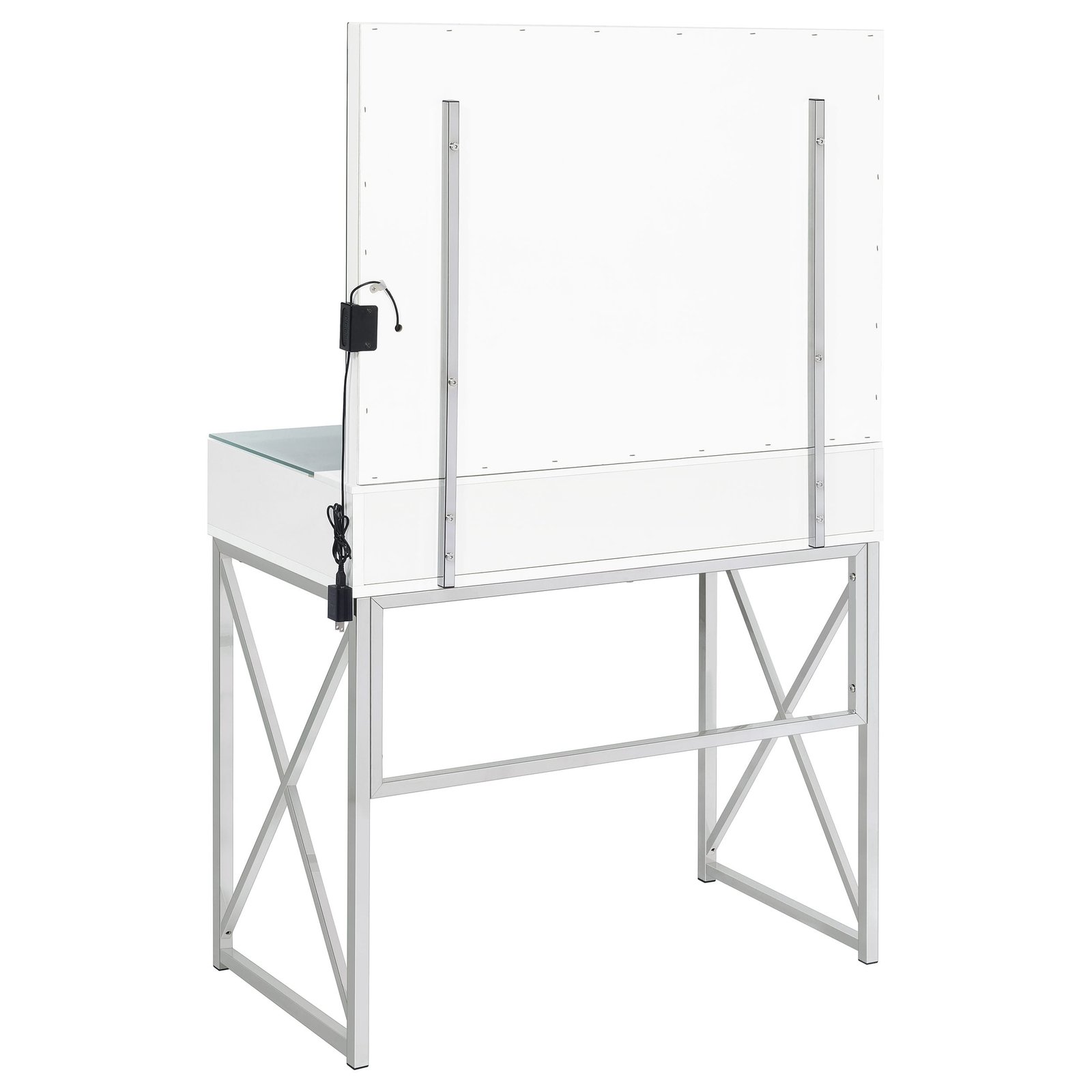 Eliza Vanity Set with Lighting & Stool White and Chrome - Image 4