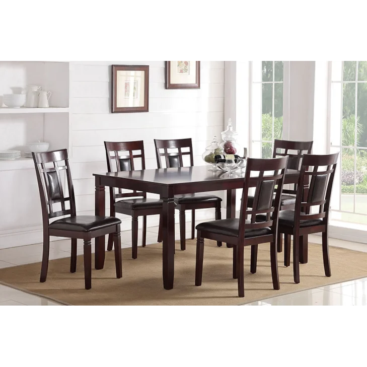 Updated Wooden 7-pcs Dining Dark Brown - Image 2