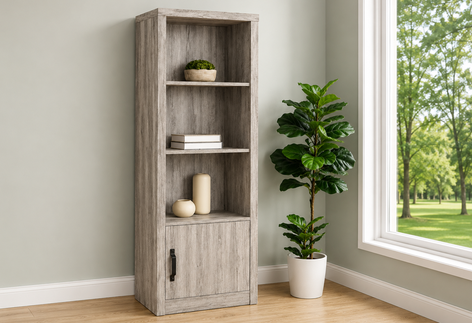 Burke 3-shelf Engineered Wood Media Tower Grey Driftwood