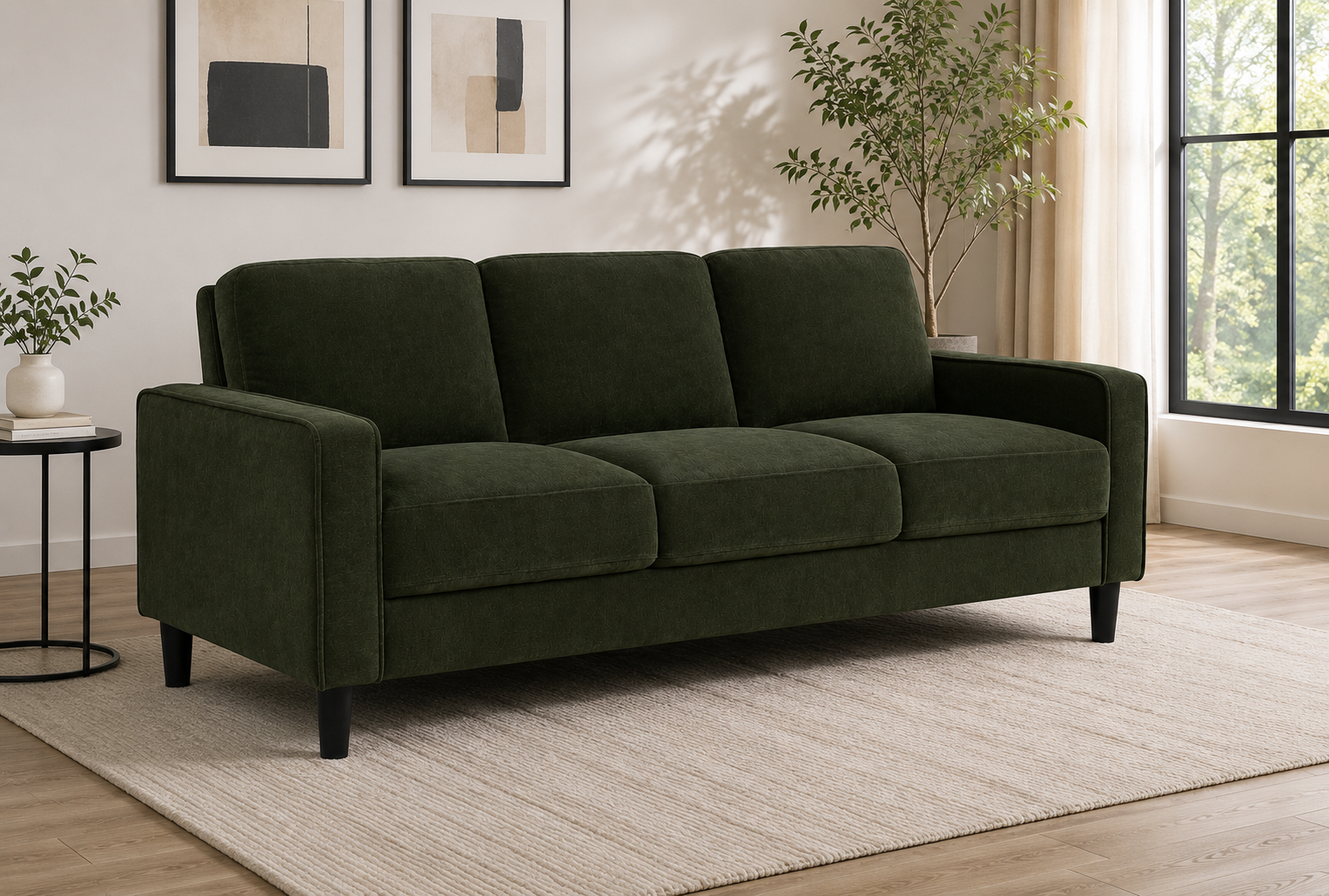 Ruth 77-inch Fabric Upholstered Track Arm Sofa Matcha Green