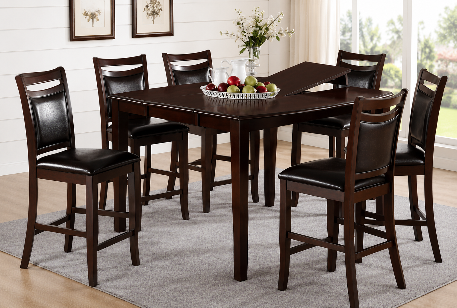 Louise 7-Pcs Dining Set Color Dark Brown