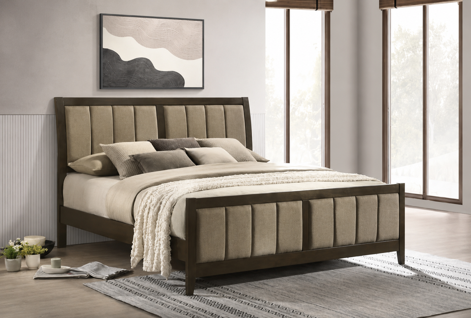 Wilkes 51-inch Upholstered Bed Dark Cocoa