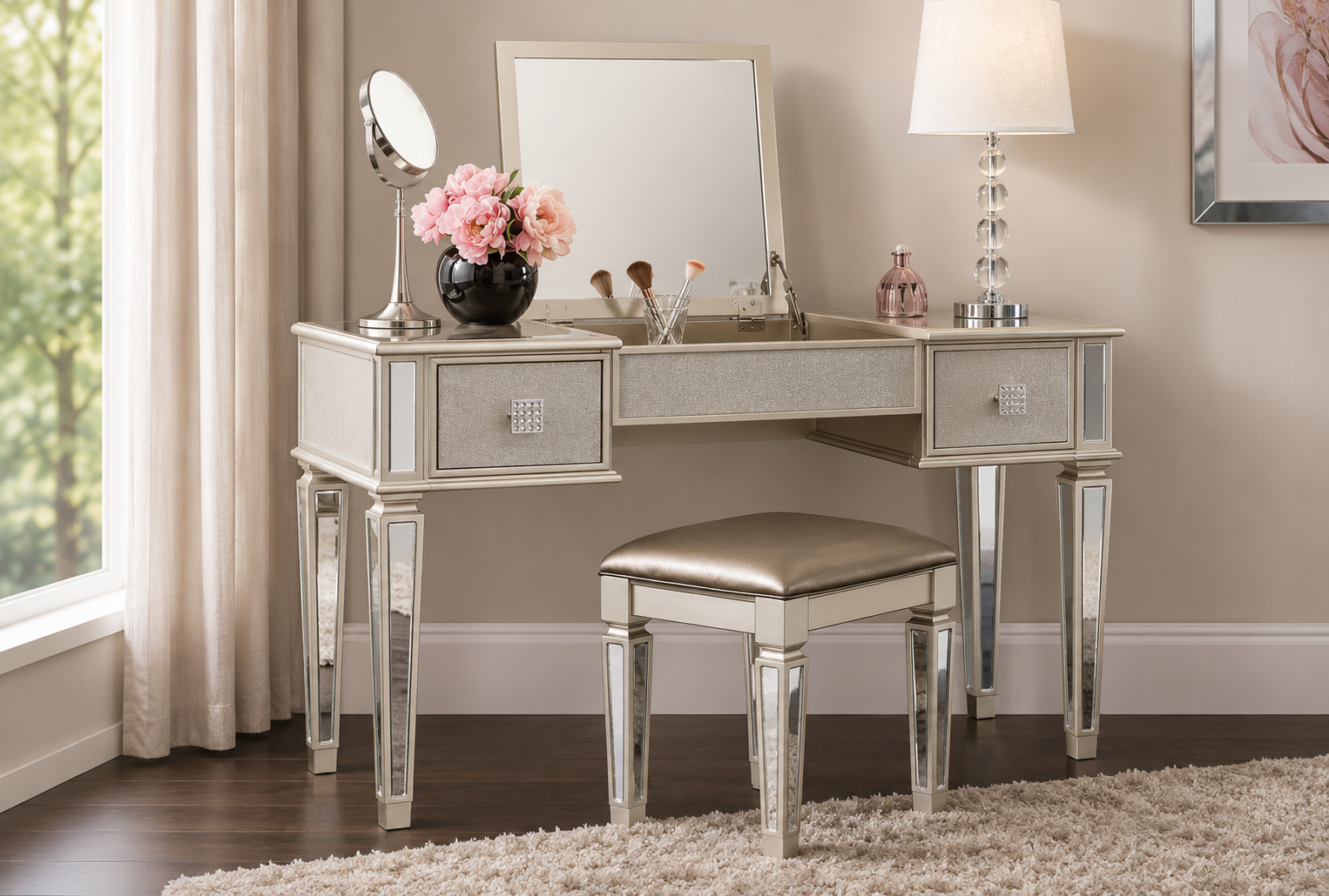 Generation Trade Juliet 176000 Vanity/Stool Set - Silver
