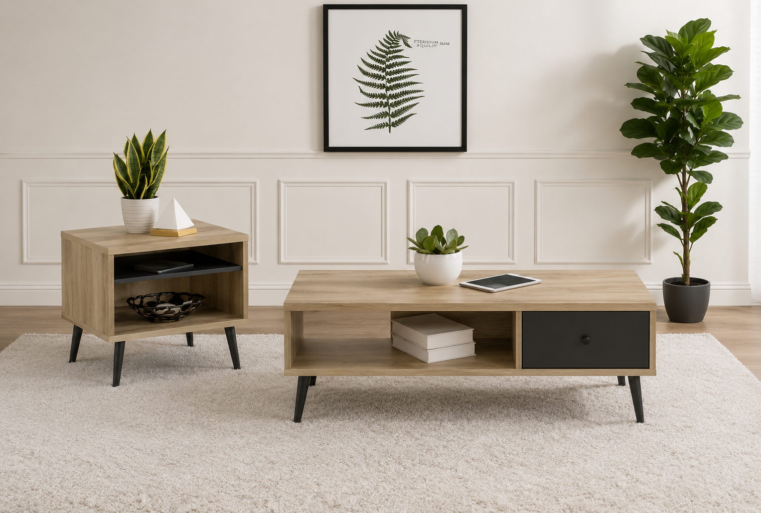 Welsh 2-piece Coffee and End Table Set oak