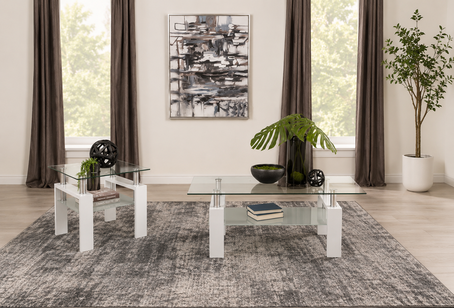 Dyer 2-piece Rectangular Coffee and End Table Set White