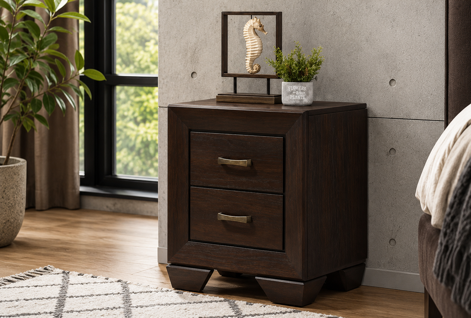 Kauffman 2-drawer Nightstand Dark Brown