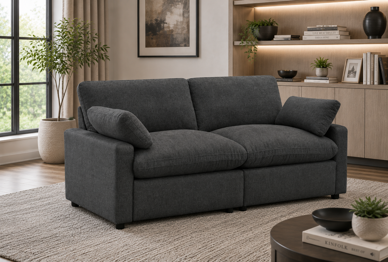 Coaster Furniture Collins 609532P Modular Power Loveseat - Dark Grey