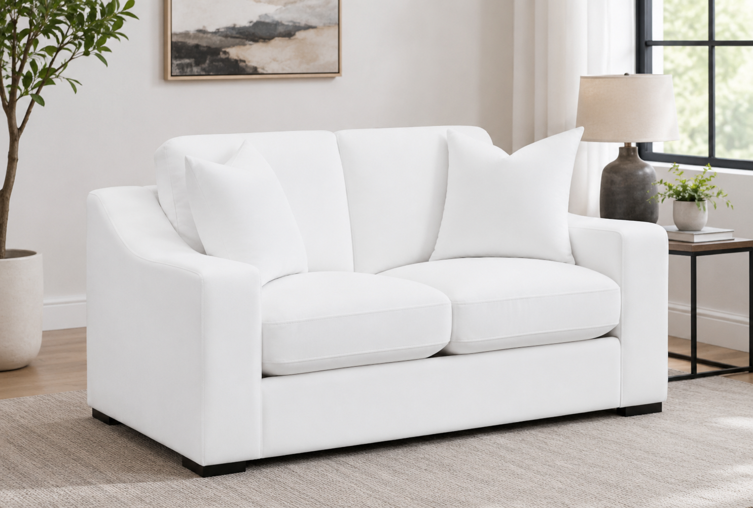 Coaster Furniture Ashlyn 509892 Upholstered Sloped Arm Loveseat - Whit