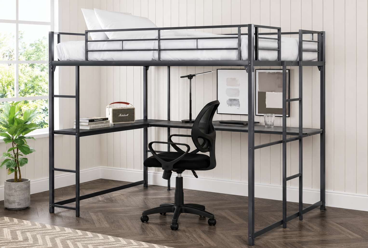 Cybill Metal Full Loft Bed Silver