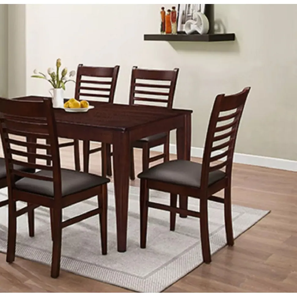 SIMON 7-Pieces Wooden Dining Set Grey & Brown - Image 8