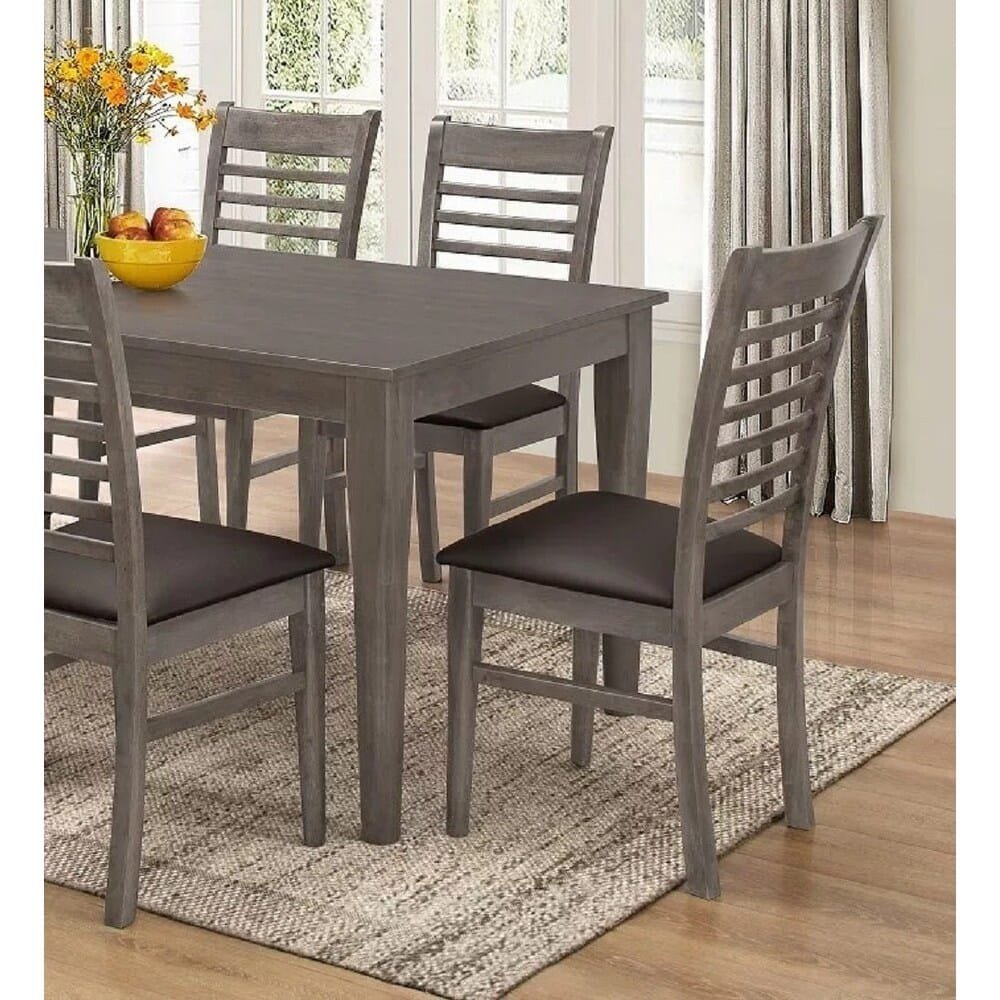 SIMON 7-Pieces Wooden Dining Set Grey & Brown - Image 2