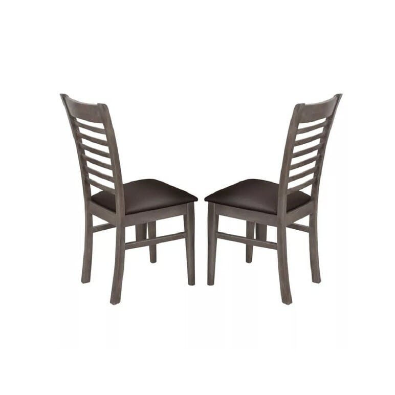 SIMON 7-Pieces Wooden Dining Set Grey & Brown - Image 7