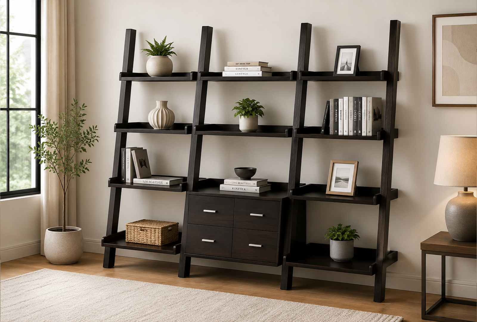 Colella 800319-S3 3-Piece Storage Ladder Bookcase Set - Cappuccino