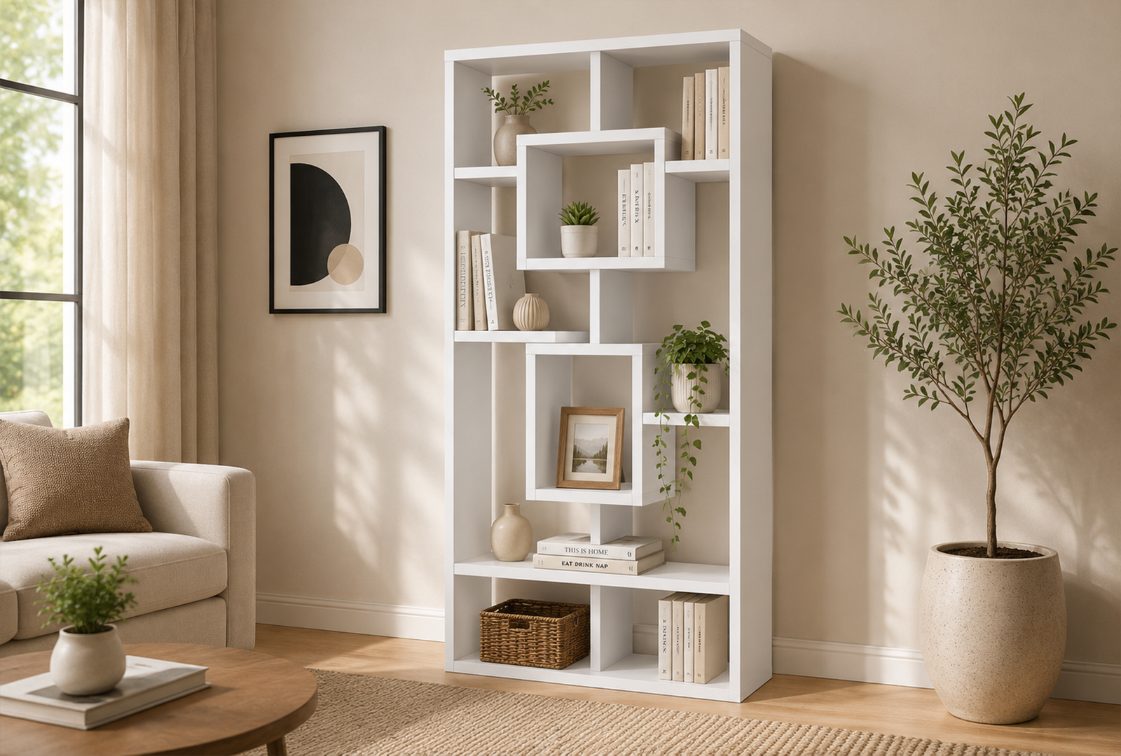 Corey 800157 71-inch 8-shelf Bookshelf - White