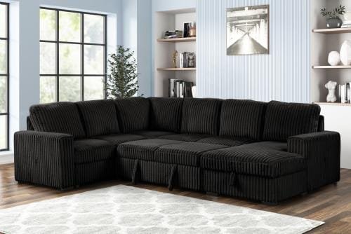 Divine Black Upholstered Sectional for Living Room - Image 3