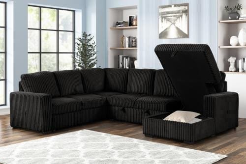 Divine Black Upholstered Sectional for Living Room - Image 2