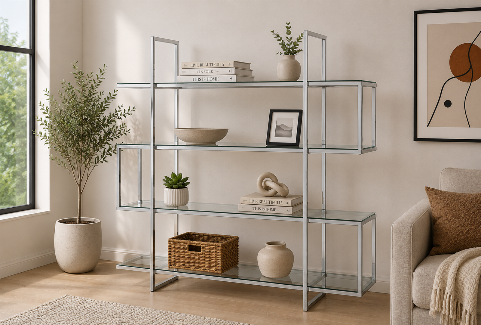 Elmer 801304 63-inch 5-shelf Bookshelf - Clear and Chrome