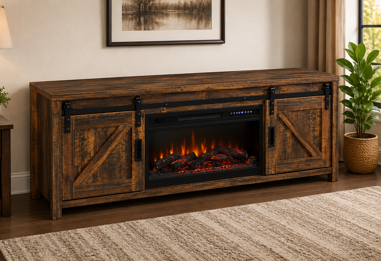 Coaster Furniture Enfield 722863 71-inch TV Stand Fireplace Media Cons