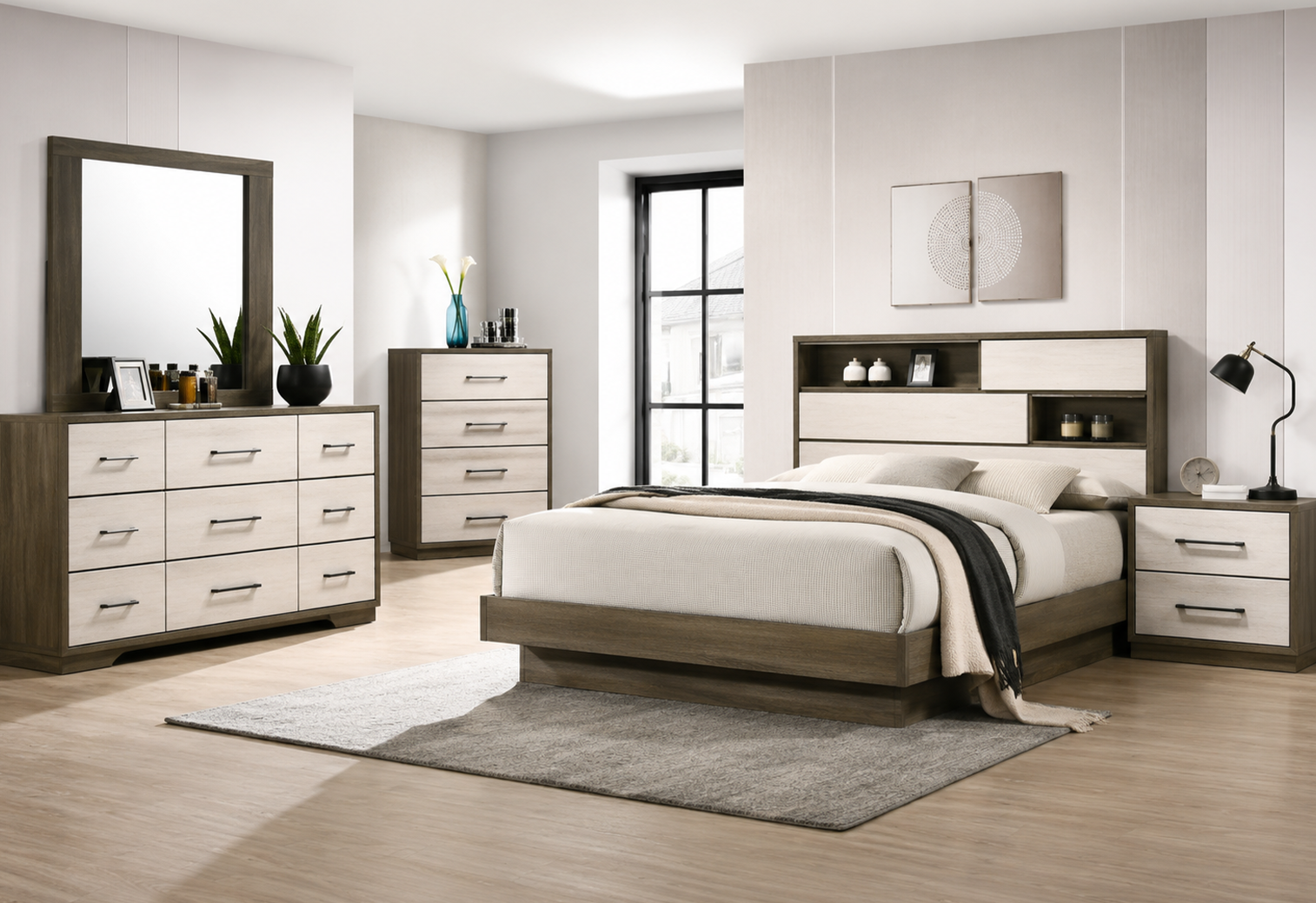 Fenwick Wooden Storage Bedroom Set Grey