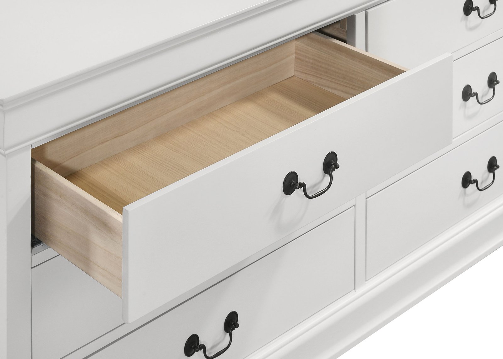 Louis Philippe 6-drawer Dresser and Mirror White Dresser - Image 4