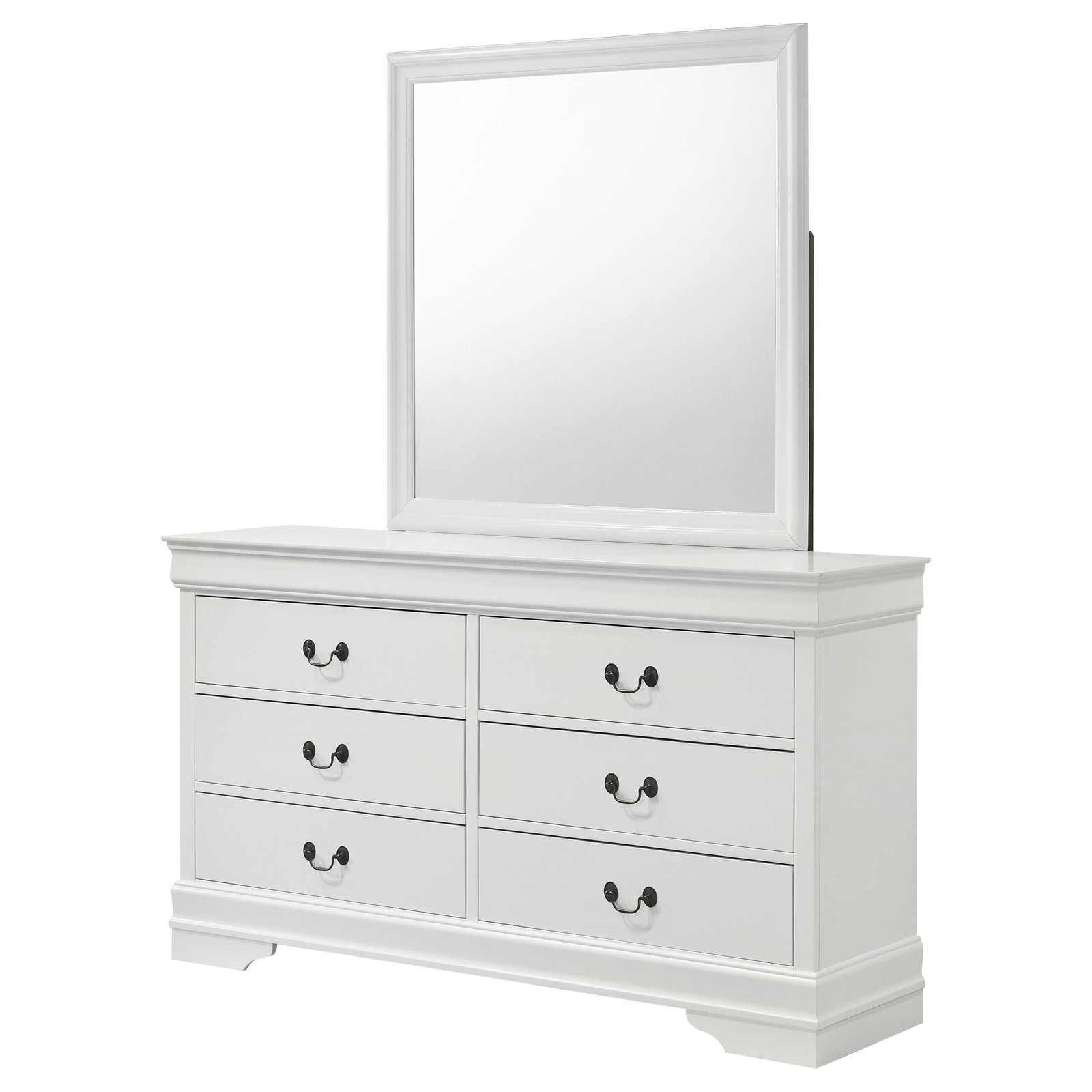 Louis Philippe 6-drawer Dresser and Mirror White Dresser - Image 6