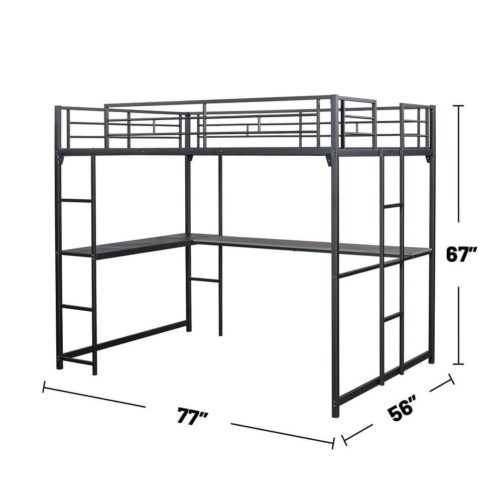 Cybill Metal Full Loft Bed Silver - Image 4