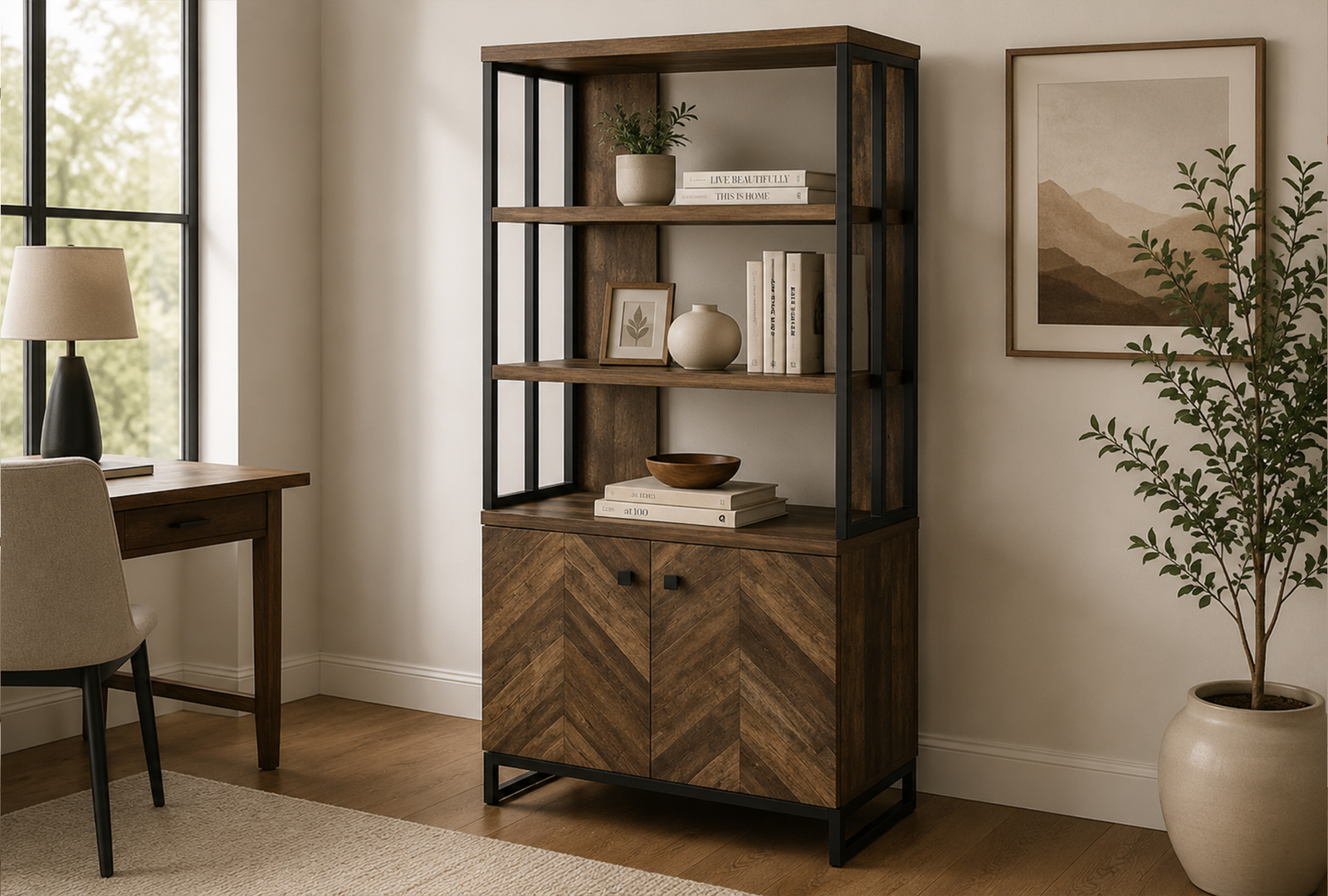 Millbrook 882093 71-inch 2-door Storage Bookshelf - Rustic Oak