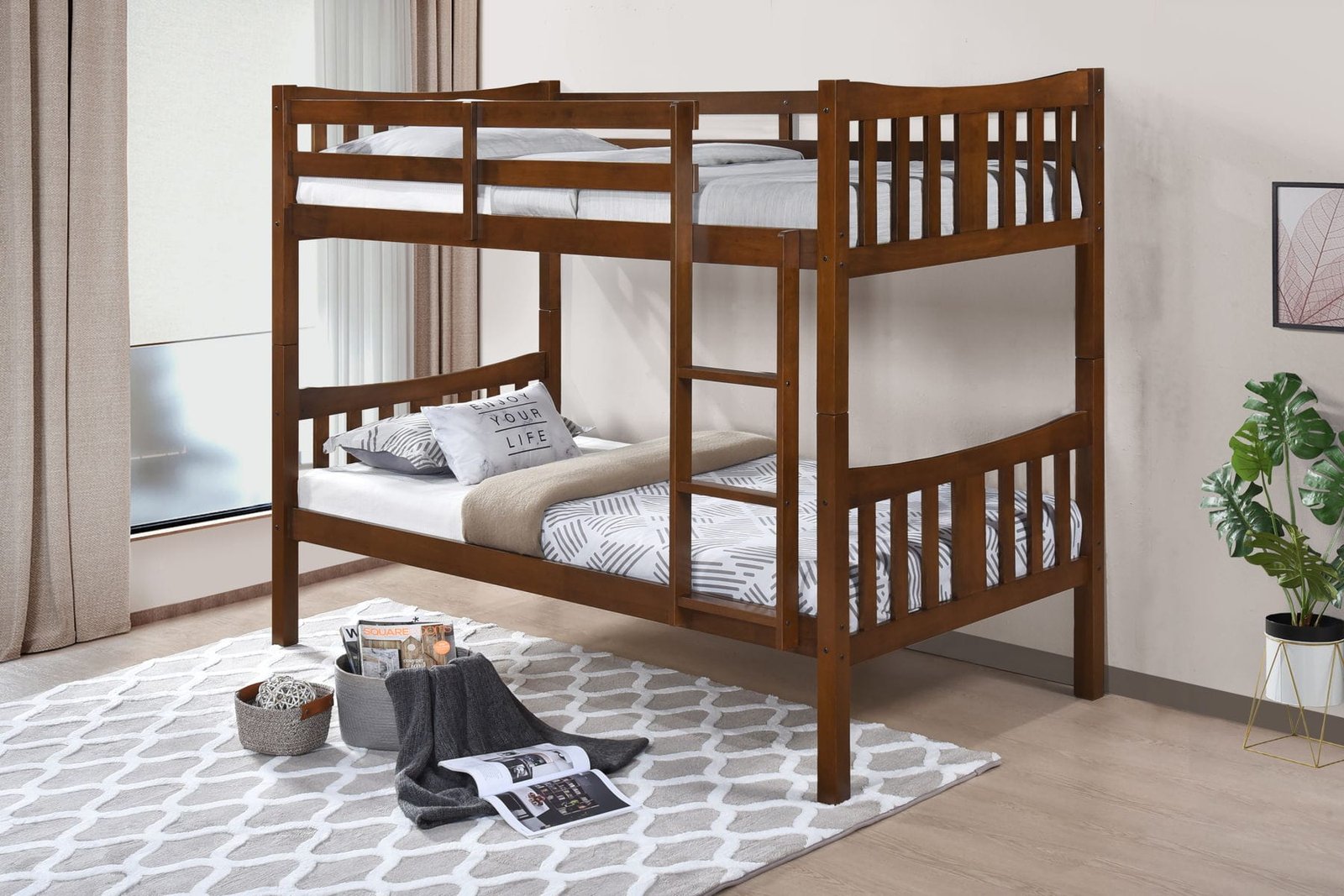 Caribou Twin Over Twin Wooden Bunk Bed Dark Brown - Image 2