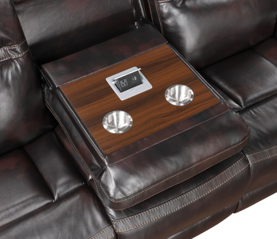 Admiral Power Reclining Leather 3-Pcs Set Black - Image 3