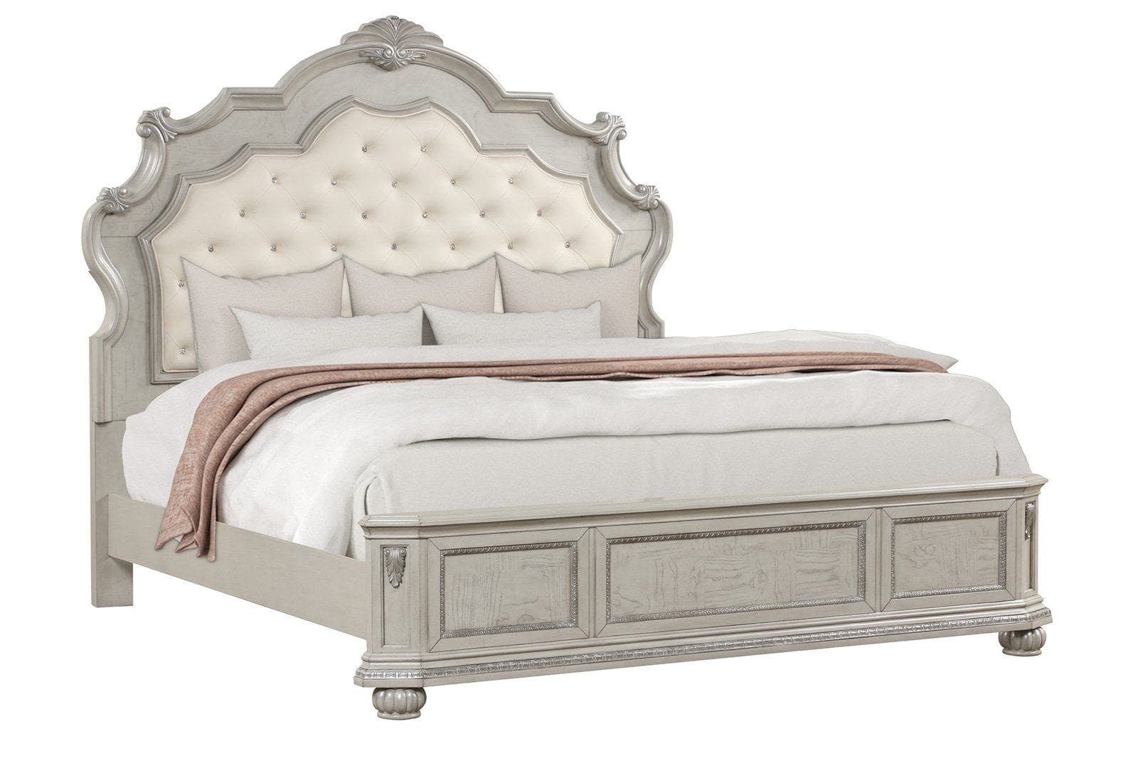 Lafayette Upholstered Mansion Bedroom Set White - Image 2
