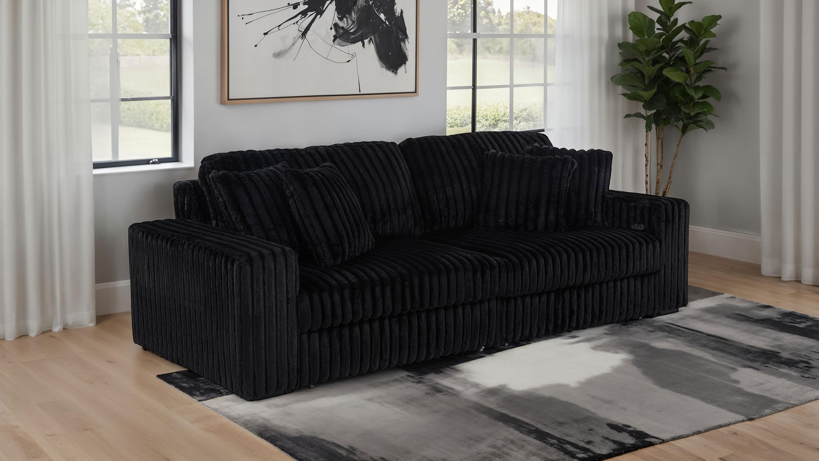 Black Sleeper Couch - Jacana Upholstered Dual Power Sofa
