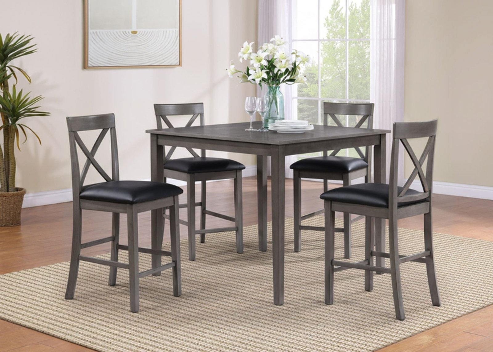 Lakewood – 5 Piece Pub Set White & Grey - Image 2