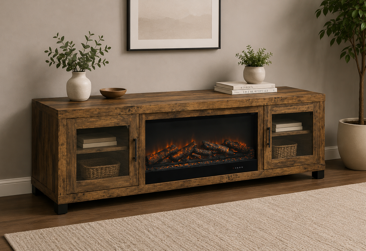 Coaster Furniture Havering 722873 71-inch TV Stand Fireplace Media Con