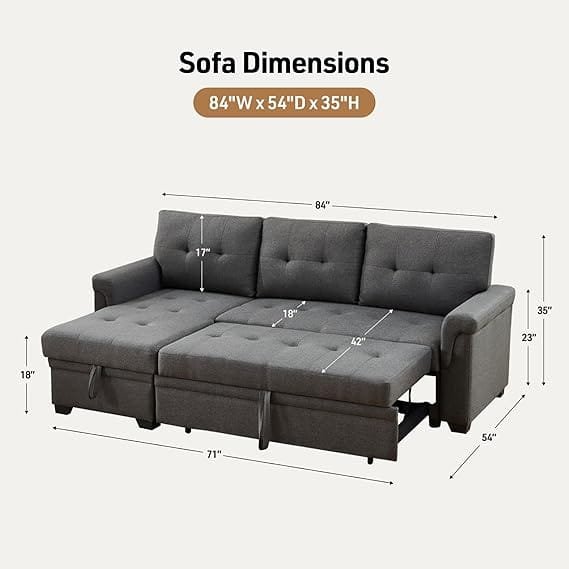 Best Lucca Linen Dark Gray Reversible Sleeper Sectional in 2026 - Image 2