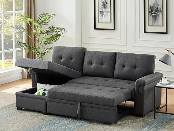 Best Lucca Linen Dark Gray Reversible Sleeper Sectional in 2026 - Image 3
