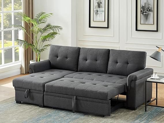 Best Lucca Linen Dark Gray Reversible Sleeper Sectional in 2026 - Image 6
