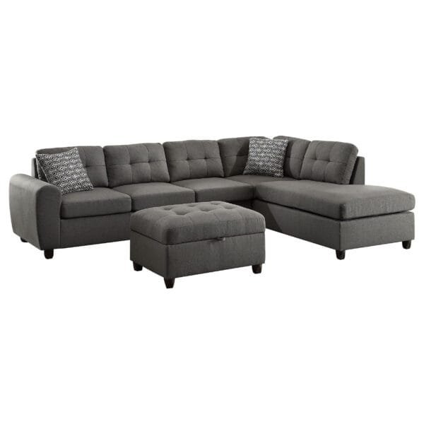 Stonenesse Sectional Sofa with Storage Ottoman Set Grey - Image 2