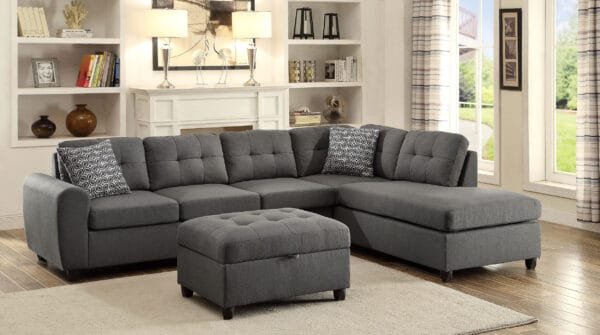 Stonenesse Sectional Sofa with Storage Ottoman Set Grey - Image 6