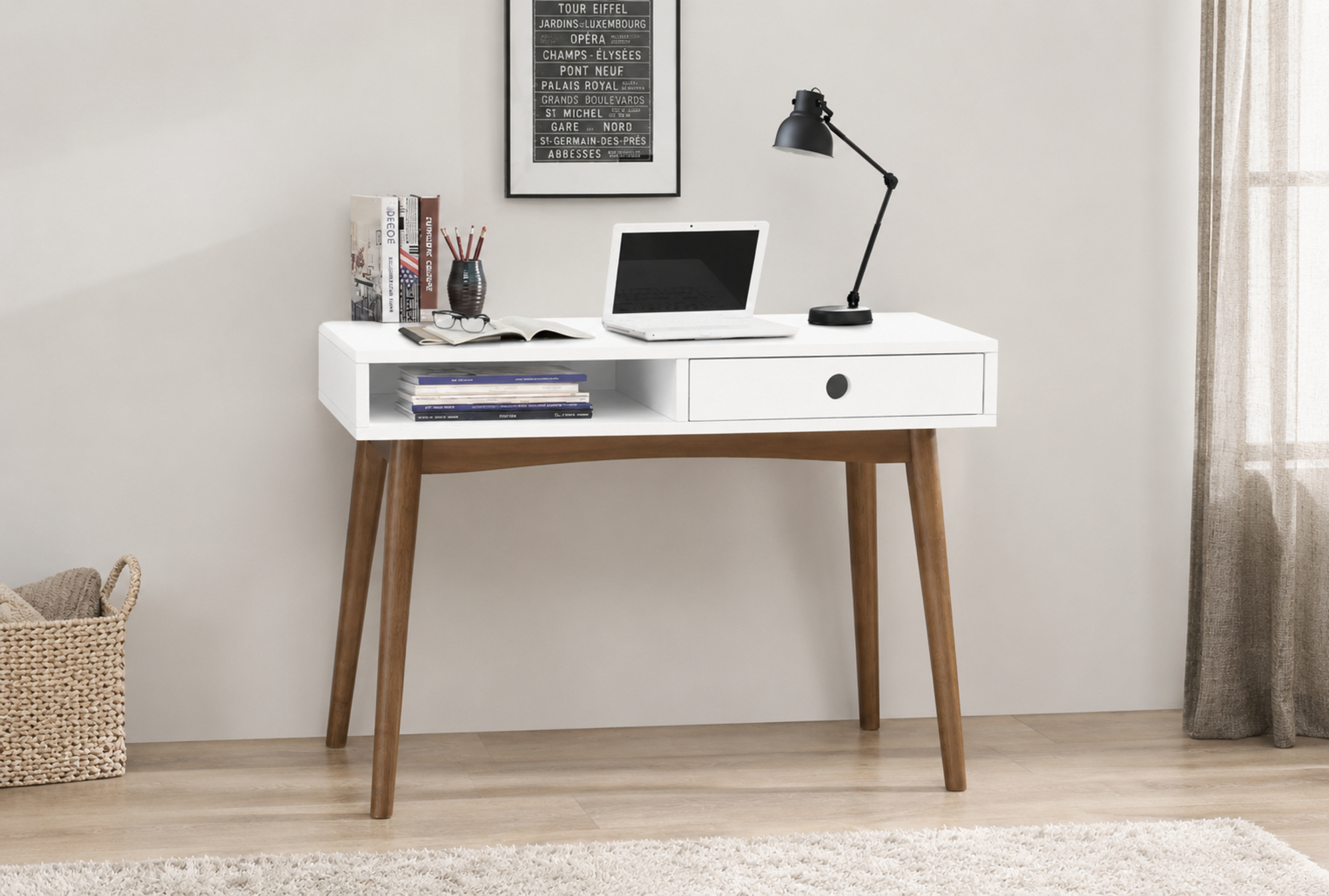 Bradenton 39-inch 1-drawer Wood Writing Desk White